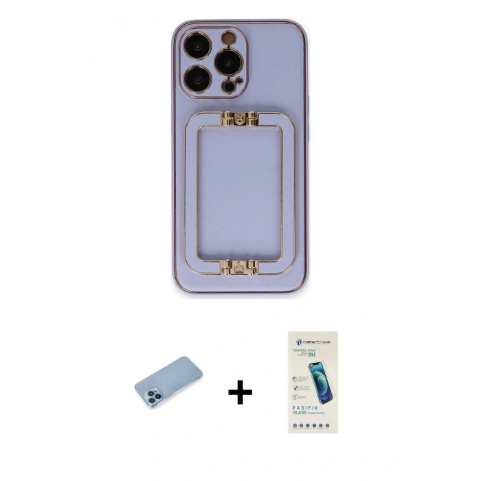 MARSİLYAN™- iPhone 13 Pro Max Kılıf Kozmos Minimal Prime - Şeffaf Pasifik Cam Ekran Koruyucu + Shine Kamera Lens Koruma Cam - MI