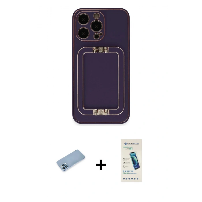 MARSİLYAN™- iPhone 13 Pro Max Kılıf Kozmos Minimal Prime - Şeffaf Pasifik Cam Ekran Koruyucu + Shine Kamera Lens Koruma Cam - MI