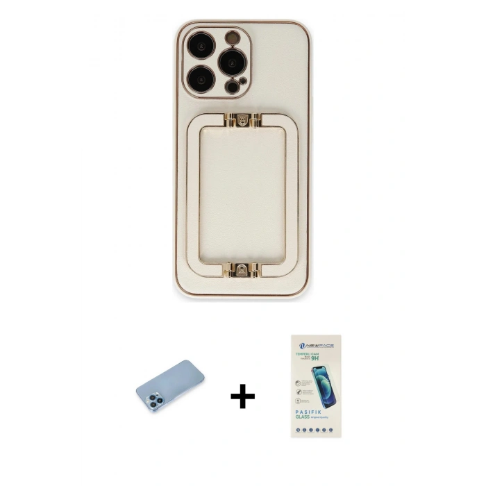 MARSİLYAN™- iPhone 13 Pro Max Kılıf Kozmos Minimal Prime - Şeffaf Pasifik Cam Ekran Koruyucu + Shine Kamera Lens Koruma Cam - MI