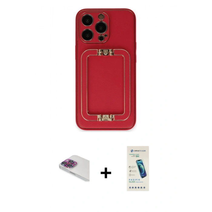 MARSİLYAN™- iPhone 13 Pro Max Kılıf Kozmos Minimal Prime - Şeffaf Pasifik Cam Ekran Koruyucu + Pers Alüminyum Kamera Lens - GI