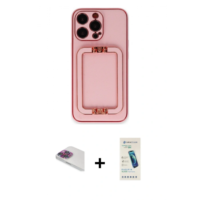 MARSİLYAN™- iPhone 13 Pro Max Kılıf Kozmos Minimal Prime - Şeffaf Pasifik Cam Ekran Koruyucu + Pers Alüminyum Kamera Lens - GI