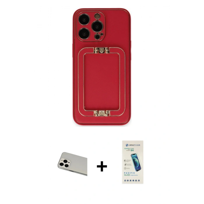 MARSİLYAN™- iPhone 13 Pro Max Kılıf Kozmos Minimal Prime - Şeffaf Pasifik Cam Ekran Koruyucu + Rainbow Kamera Lens Koruma Cam - BZ