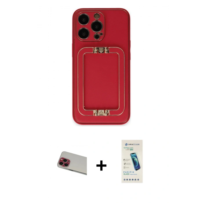 MARSİLYAN™- iPhone 13 Pro Max Kılıf Kozmos Minimal Prime - Şeffaf Pasifik Cam Ekran Koruyucu + Rainbow Kamera Lens Koruma Cam - KI