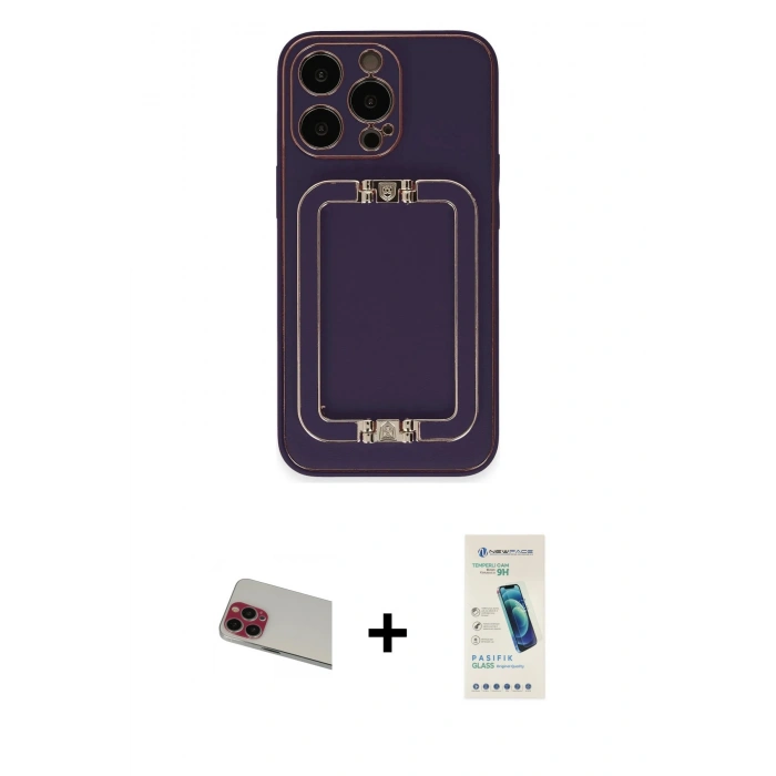 MARSİLYAN™- iPhone 13 Pro Max Kılıf Kozmos Minimal Prime - Şeffaf Pasifik Cam Ekran Koruyucu + Rainbow Kamera Lens Koruma Cam - KI