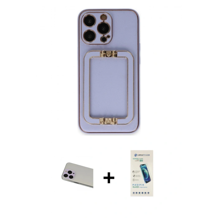 MARSİLYAN™- iPhone 13 Pro Max Kılıf Kozmos Minimal Prime - Şeffaf Pasifik Cam Ekran Koruyucu + Rainbow Kamera Lens Koruma Cam - MR