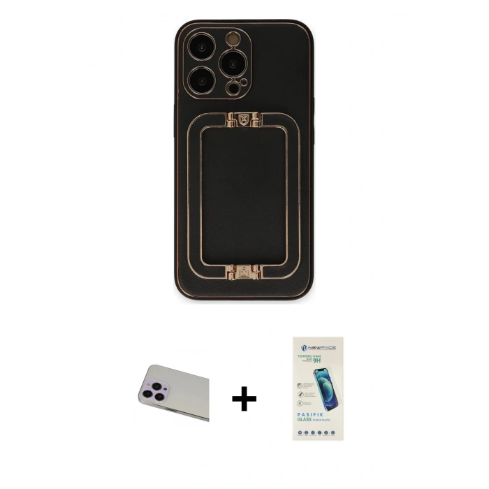 MARSİLYAN™- iPhone 13 Pro Max Kılıf Kozmos Minimal Prime - Şeffaf Pasifik Cam Ekran Koruyucu + Rainbow Kamera Lens Koruma Cam - MR