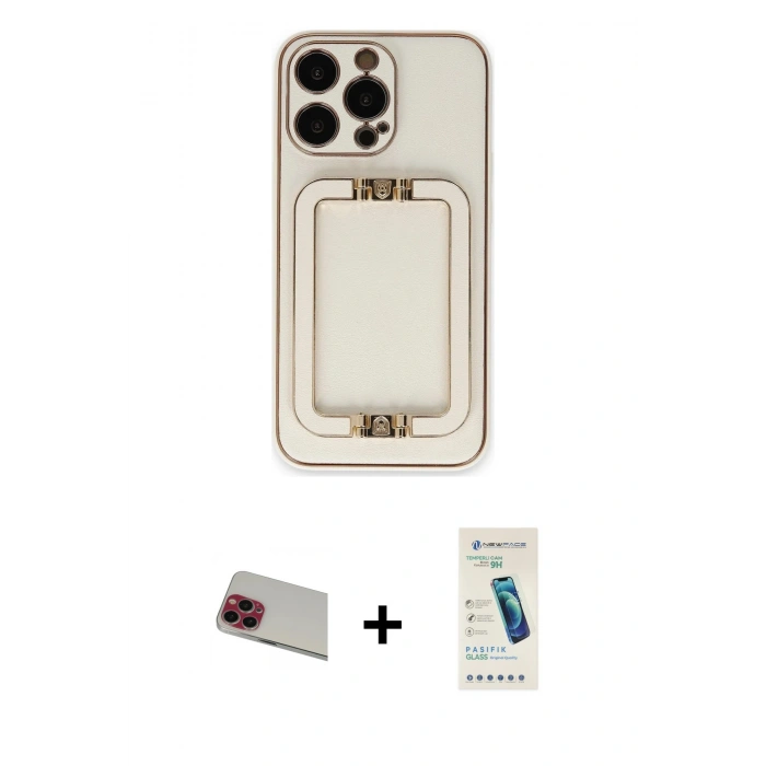MARSİLYAN™- iPhone 13 Pro Max Kılıf Kozmos Minimal Prime - Şeffaf Pasifik Cam Ekran Koruyucu + Rainbow Kamera Lens Koruma Cam - KI