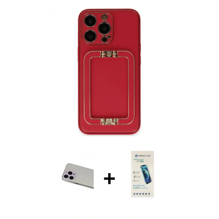 MARSİLYAN™- iPhone 13 Pro Max Kılıf Kozmos Minimal Prime - Şeffaf Pasifik Cam Ekran Koruyucu + Rainbow Kamera Lens Koruma Cam - MR