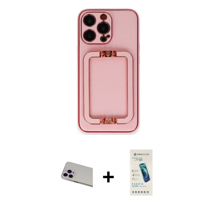 MARSİLYAN™- iPhone 13 Pro Max Kılıf Kozmos Minimal Prime - Şeffaf Pasifik Cam Ekran Koruyucu + Rainbow Kamera Lens Koruma Cam - MR