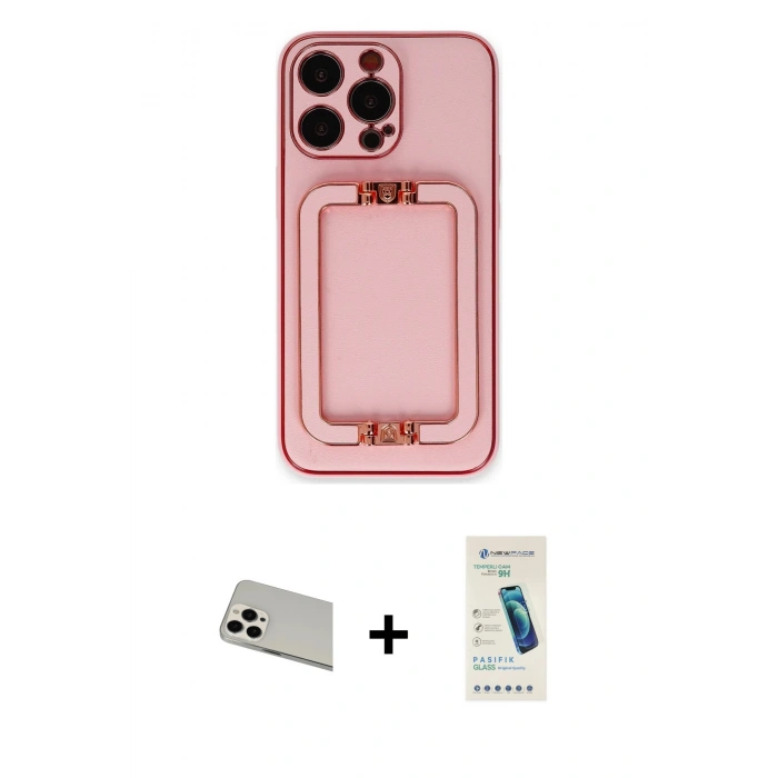 MARSİLYAN™- iPhone 13 Pro Max Kılıf Kozmos Minimal Prime - Şeffaf Pasifik Cam Ekran Koruyucu + Rainbow Kamera Lens Koruma Cam - BZ