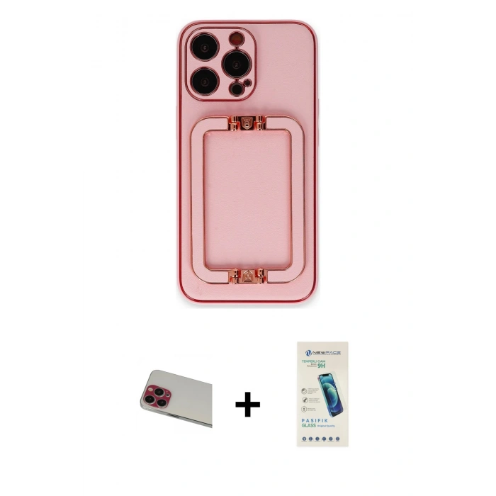 MARSİLYAN™- iPhone 13 Pro Max Kılıf Kozmos Minimal Prime - Şeffaf Pasifik Cam Ekran Koruyucu + Rainbow Kamera Lens Koruma Cam - KI