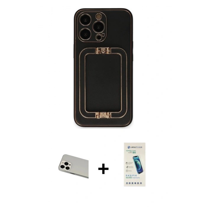 MARSİLYAN™- iPhone 13 Pro Max Kılıf Kozmos Minimal Prime - Şeffaf Pasifik Cam Ekran Koruyucu + Rainbow Kamera Lens Koruma Cam - BZ
