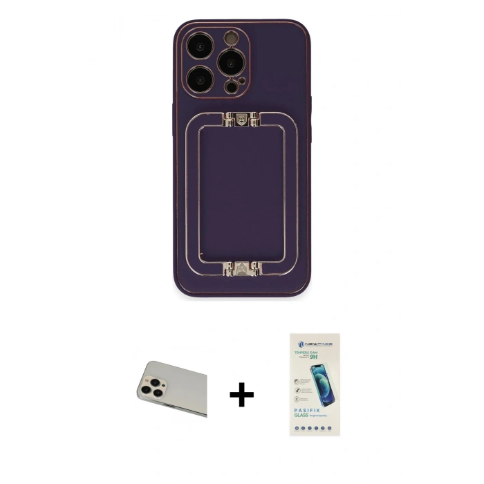MARSİLYAN™- iPhone 13 Pro Max Kılıf Kozmos Minimal Prime - Şeffaf Pasifik Cam Ekran Koruyucu + Rainbow Kamera Lens Koruma Cam - REGD