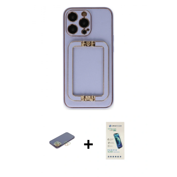 MARSİLYAN™- iPhone 13 Pro Max Kılıf Kozmos Minimal Prime - Şeffaf Pasifik Cam Ekran Koruyucu + Renkli Kamera Lens Koruma Cam - SI