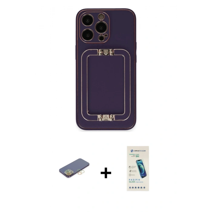 MARSİLYAN™- iPhone 13 Pro Max Kılıf Kozmos Minimal Prime - Şeffaf Pasifik Cam Ekran Koruyucu + Renkli Kamera Lens Koruma Cam - SI