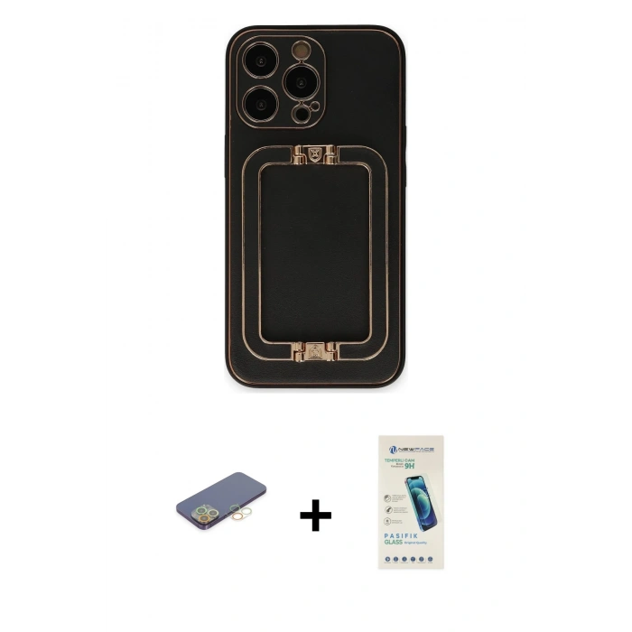 MARSİLYAN™- iPhone 13 Pro Max Kılıf Kozmos Minimal Prime - Şeffaf Pasifik Cam Ekran Koruyucu + Renkli Kamera Lens Koruma Cam - SI