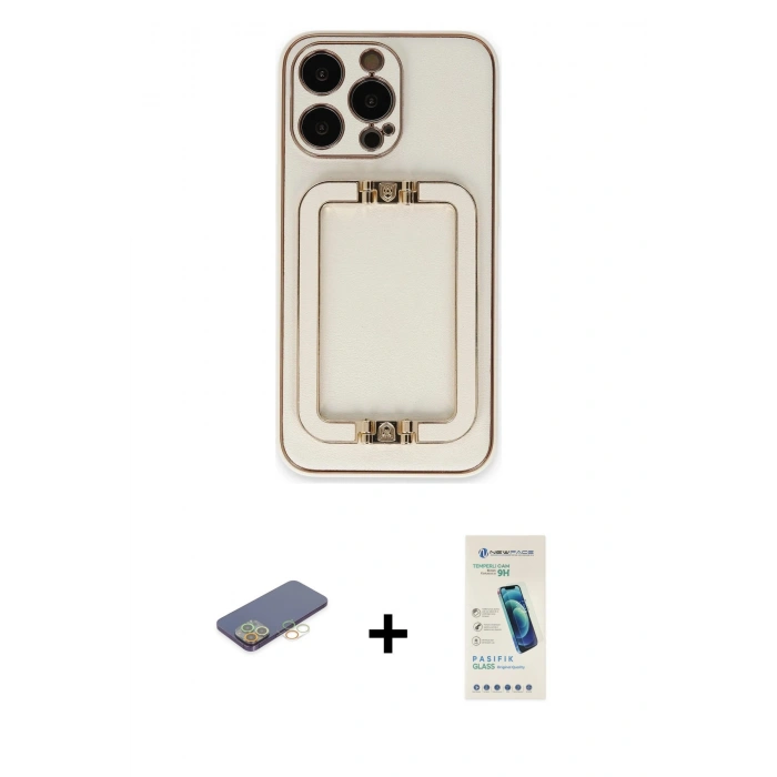 MARSİLYAN™- iPhone 13 Pro Max Kılıf Kozmos Minimal Prime - Şeffaf Pasifik Cam Ekran Koruyucu + Renkli Kamera Lens Koruma Cam - SI