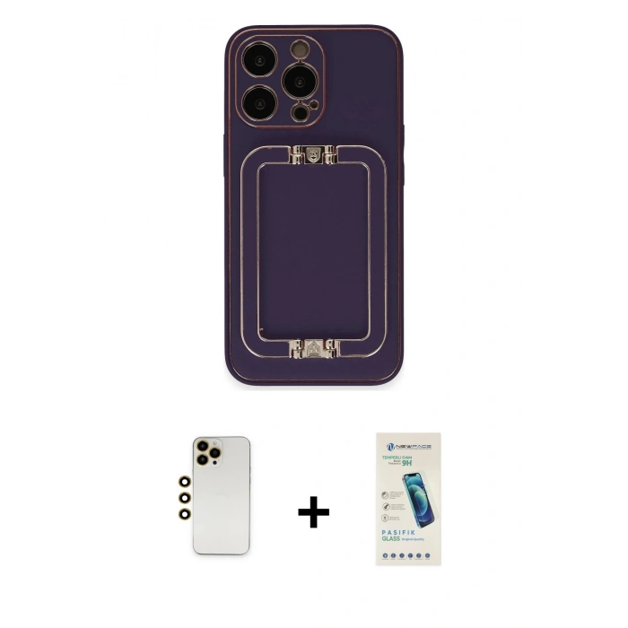 MARSİLYAN™- iPhone 13 Pro Max Kılıf Kozmos Minimal Prime - Şeffaf Pasifik Cam Ekran Koruyucu + Shine Kamera Lens - GD