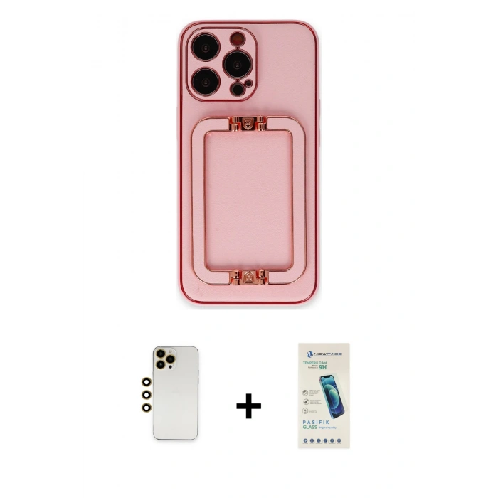 MARSİLYAN™- iPhone 13 Pro Max Kılıf Kozmos Minimal Prime - Şeffaf Pasifik Cam Ekran Koruyucu + Shine Kamera Lens - GD
