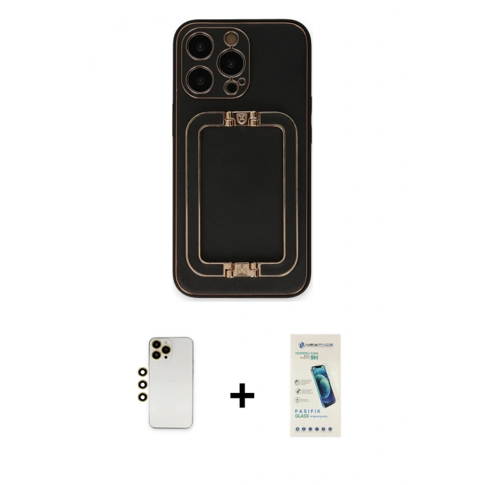 MARSİLYAN™- iPhone 13 Pro Max Kılıf Kozmos Minimal Prime - Şeffaf Pasifik Cam Ekran Koruyucu + Shine Kamera Lens - GD