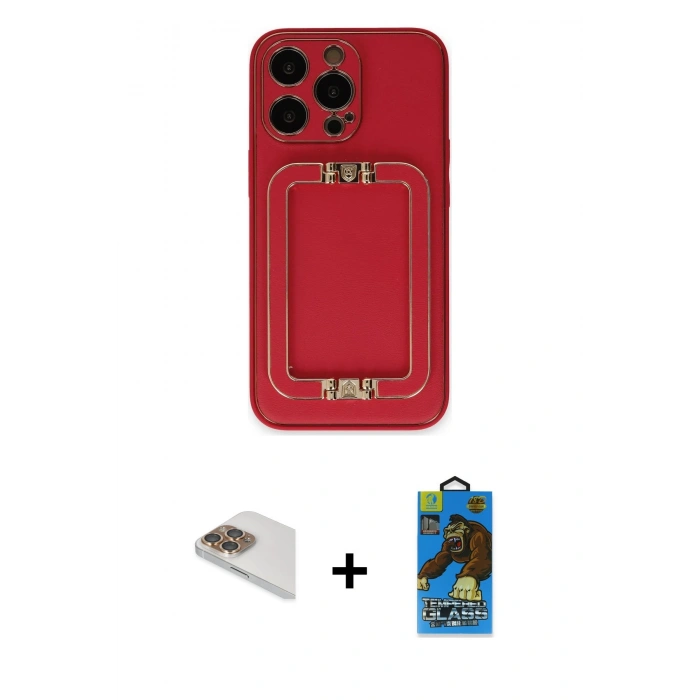 MARSİLYAN™- iPhone 13 Pro Max Kılıf Kozmos Minimal Prime - Siyah 18D Cam Ekran Koruyucu + Pers Alüminyum Kamera Lens - GD