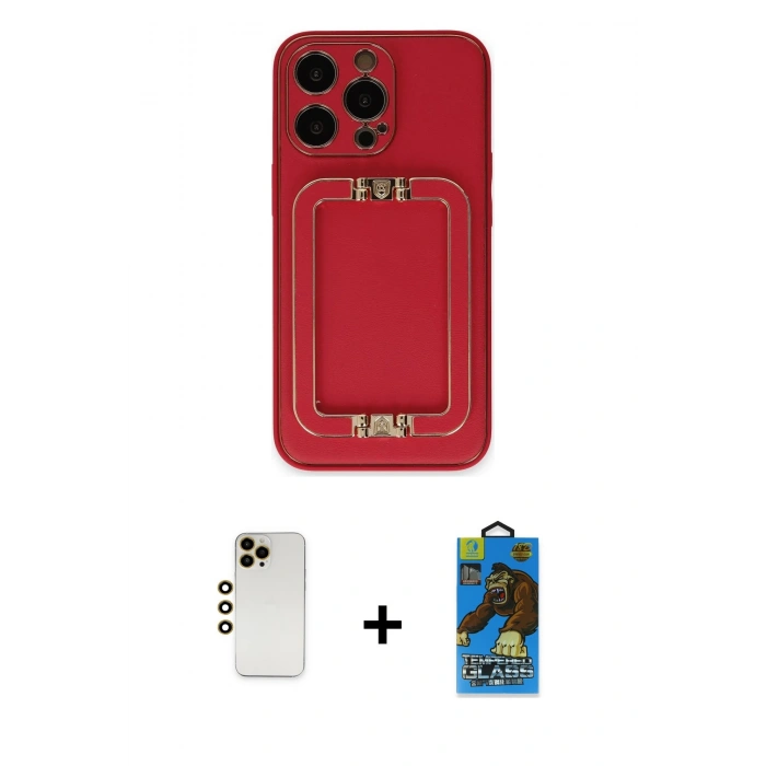 MARSİLYAN™- iPhone 13 Pro Max Kılıf Kozmos Minimal Prime - Siyah 18D Cam Ekran Koruyucu + Shine Kamera Lens - GD