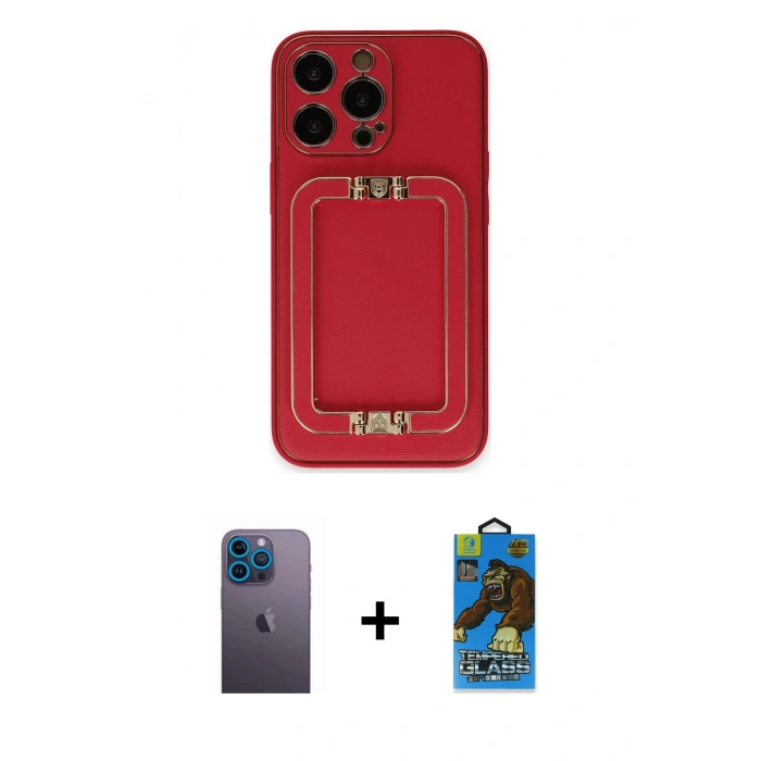 MARSİLYAN™- iPhone 13 Pro Max Kılıf Kozmos Minimal Prime - Siyah 18D Cam Ekran Koruyucu + Neon Fosforlu Kamera Lens - MI