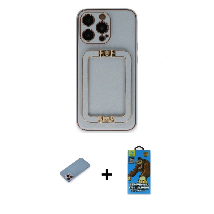 MARSİLYAN™- iPhone 13 Pro Max Kılıf Kozmos Minimal Prime - Siyah 18D Cam Ekran Koruyucu + Shine Kamera Lens Koruma Cam - PE