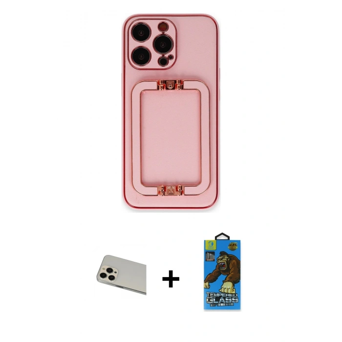 MARSİLYAN™- iPhone 13 Pro Max Kılıf Kozmos Minimal Prime - Siyah 18D Cam Ekran Koruyucu + Rainbow Kamera Lens Koruma Cam - REGD