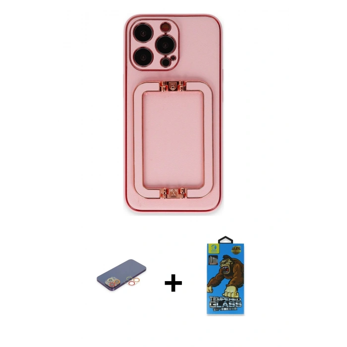 MARSİLYAN™- iPhone 13 Pro Max Kılıf Kozmos Minimal Prime - Siyah 18D Cam Ekran Koruyucu + Renkli Kamera Lens Koruma Cam - TU