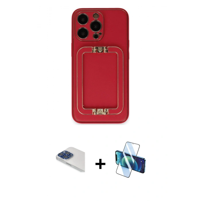 MARSİLYAN™- iPhone 13 Pro Max Kılıf Kozmos Minimal Prime - Siyah 3D Antistatik Cam Ekran Koruyucu + Pers Alüminyum Kamera Lens - LT