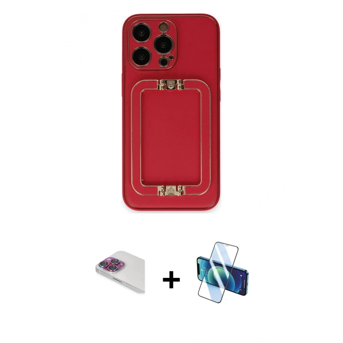MARSİLYAN™- iPhone 13 Pro Max Kılıf Kozmos Minimal Prime - Siyah 3D Antistatik Cam Ekran Koruyucu + Pers Alüminyum Kamera Lens - GI