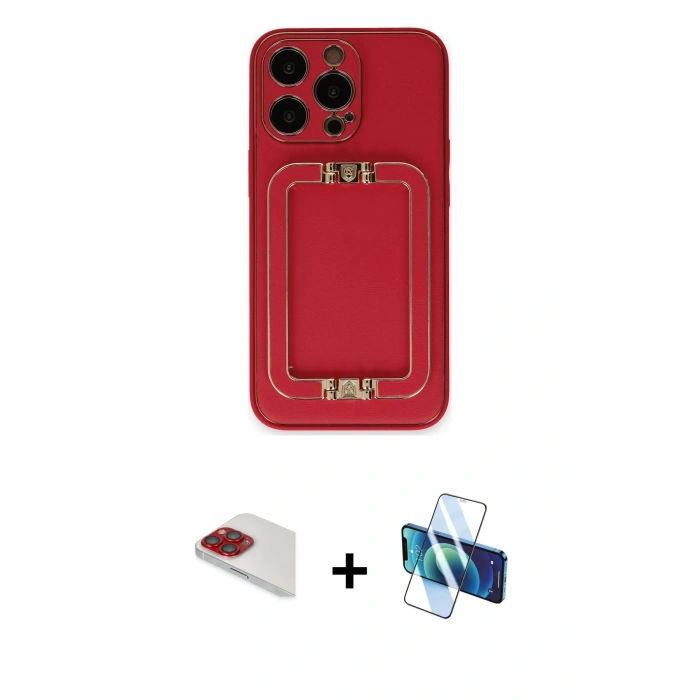 MARSİLYAN™- iPhone 13 Pro Max Kılıf Kozmos Minimal Prime - Siyah 3D Antistatik Cam Ekran Koruyucu + Pers Alüminyum Kamera Lens - KI