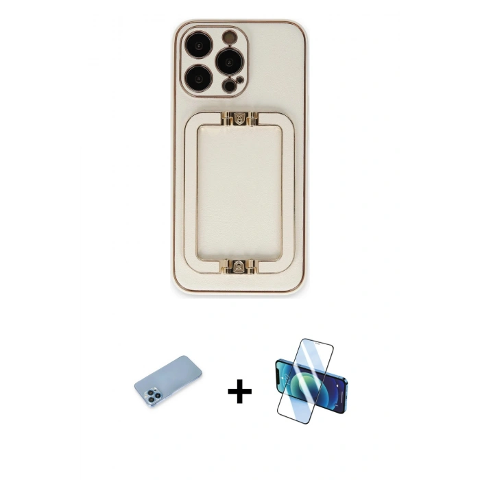 MARSİLYAN™- iPhone 13 Pro Max Kılıf Kozmos Minimal Prime - Siyah 3D Antistatik Cam Ekran Koruyucu + Shine Kamera Lens Koruma Cam - MI