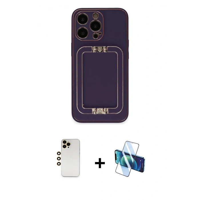 MARSİLYAN™- iPhone 13 Pro Max Kılıf Kozmos Minimal Prime - Siyah 3D Antistatik Cam Ekran Koruyucu + Shine Kamera Lens - GD