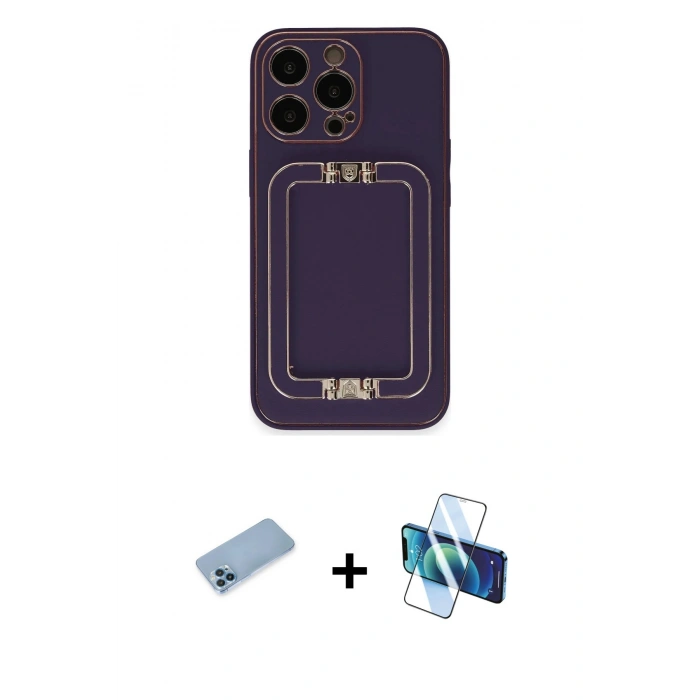 MARSİLYAN™- iPhone 13 Pro Max Kılıf Kozmos Minimal Prime - Siyah 3D Antistatik Cam Ekran Koruyucu + Shine Kamera Lens Koruma Cam - MI