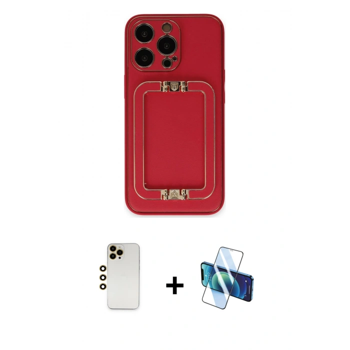 MARSİLYAN™- iPhone 13 Pro Max Kılıf Kozmos Minimal Prime - Siyah 3D Antistatik Cam Ekran Koruyucu + Shine Kamera Lens - GD
