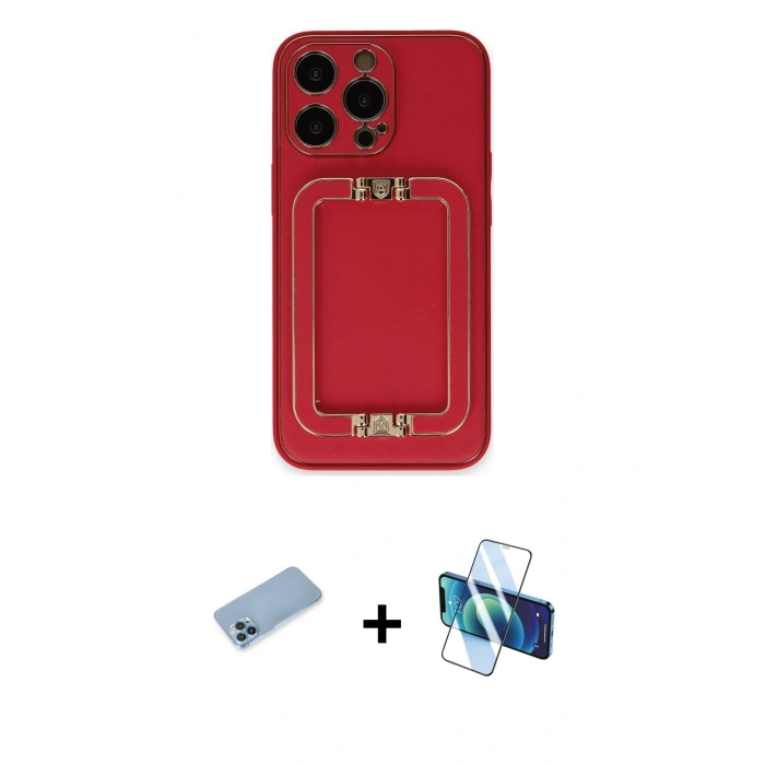 MARSİLYAN™- iPhone 13 Pro Max Kılıf Kozmos Minimal Prime - Siyah 3D Antistatik Cam Ekran Koruyucu + Shine Kamera Lens Koruma Cam - MI