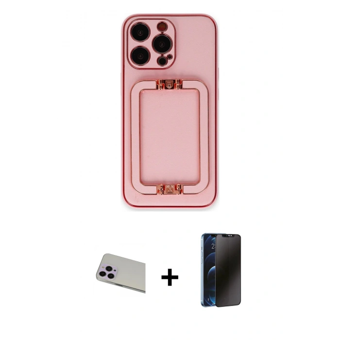 MARSİLYAN™- iPhone 13 Pro Max Kılıf Kozmos Minimal Prime - Siyah 3D Antistatik Hayalet Cam Ekran Koruyucu + Rainbow Kamera Lens Koruma Cam - MR