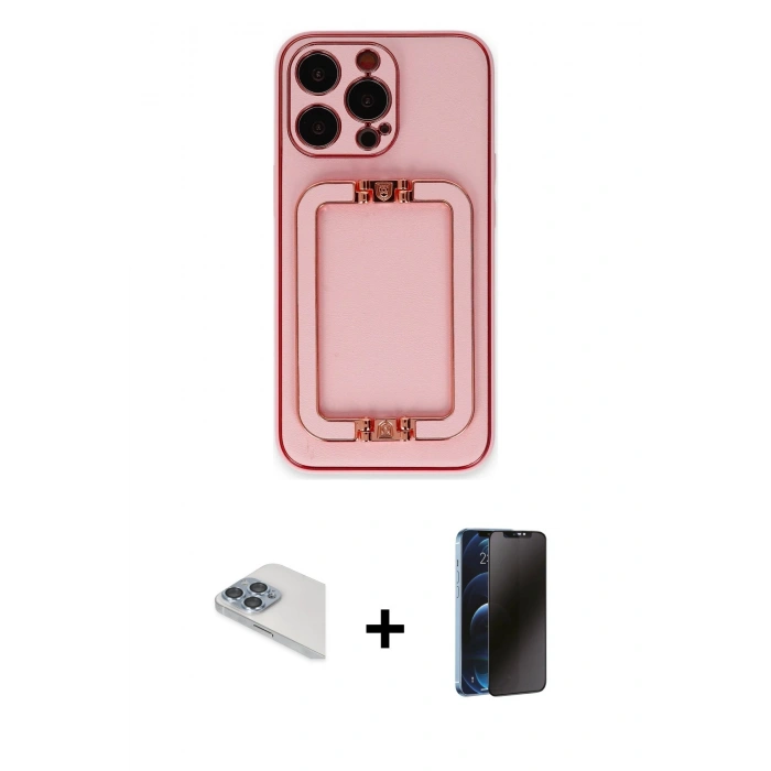 MARSİLYAN™- iPhone 13 Pro Max Kılıf Kozmos Minimal Prime - Siyah 3D Antistatik Hayalet Cam Ekran Koruyucu + Pers Alüminyum Kamera Lens - SABE