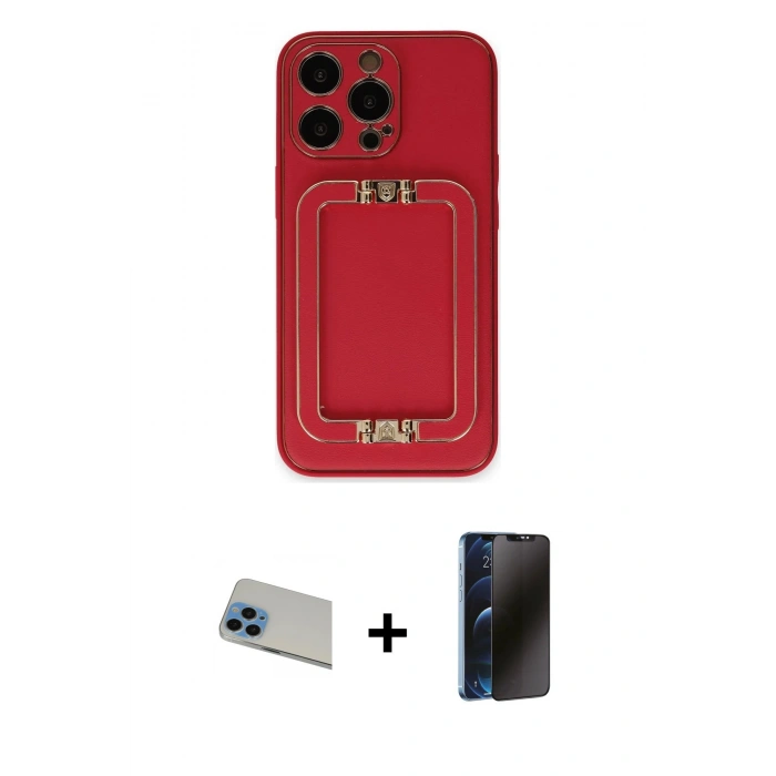 MARSİLYAN™- iPhone 13 Pro Max Kılıf Kozmos Minimal Prime - Siyah 3D Antistatik Hayalet Cam Ekran Koruyucu + Rainbow Kamera Lens Koruma Cam - MI