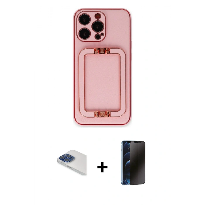 MARSİLYAN™- iPhone 13 Pro Max Kılıf Kozmos Minimal Prime - Siyah 3D Antistatik Hayalet Cam Ekran Koruyucu + Pers Alüminyum Kamera Lens - LT