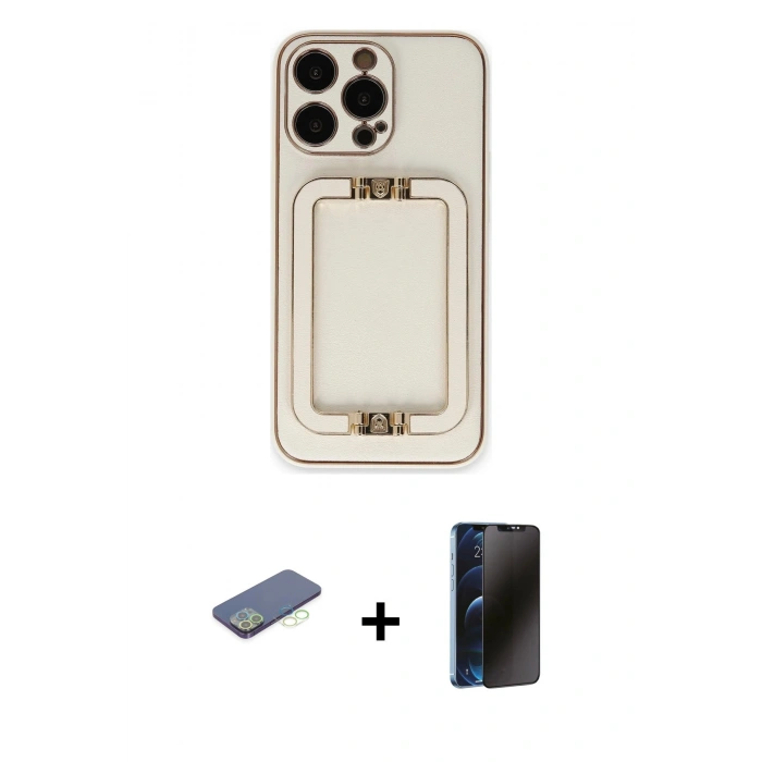 MARSİLYAN™- iPhone 13 Pro Max Kılıf Kozmos Minimal Prime - Siyah 3D Antistatik Hayalet Cam Ekran Koruyucu + Renkli Kamera Lens Koruma Cam - YL