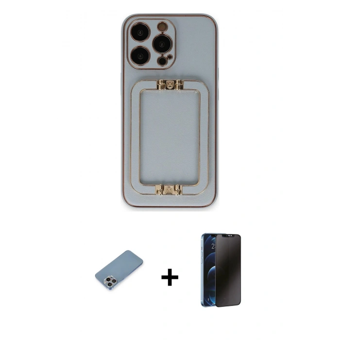 MARSİLYAN™- iPhone 13 Pro Max Kılıf Kozmos Minimal Prime - Siyah 3D Antistatik Hayalet Cam Ekran Koruyucu + Shine Kamera Lens Koruma Cam - GI