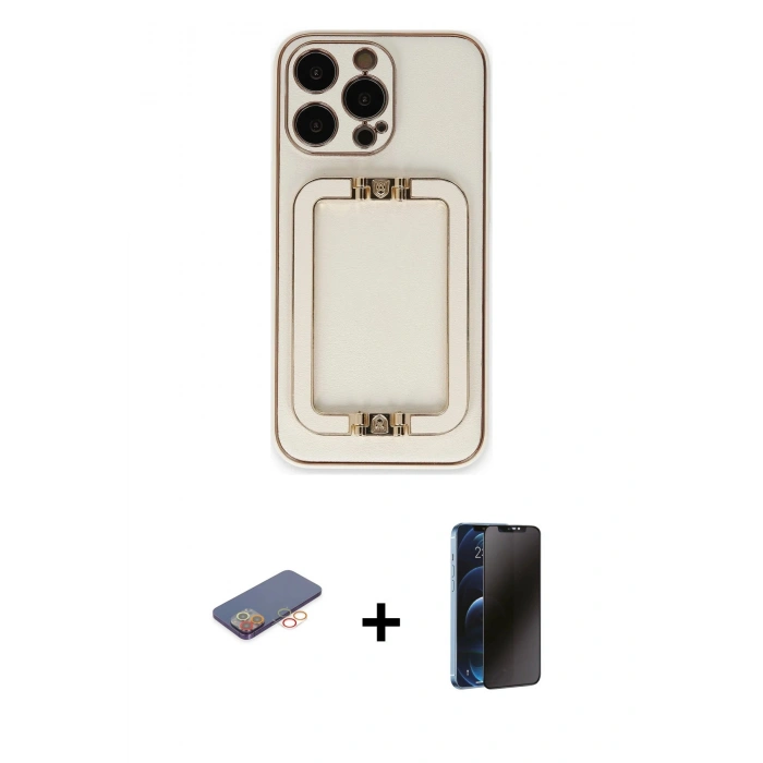 MARSİLYAN™- iPhone 13 Pro Max Kılıf Kozmos Minimal Prime - Siyah 3D Antistatik Hayalet Cam Ekran Koruyucu + Renkli Kamera Lens Koruma Cam - TU