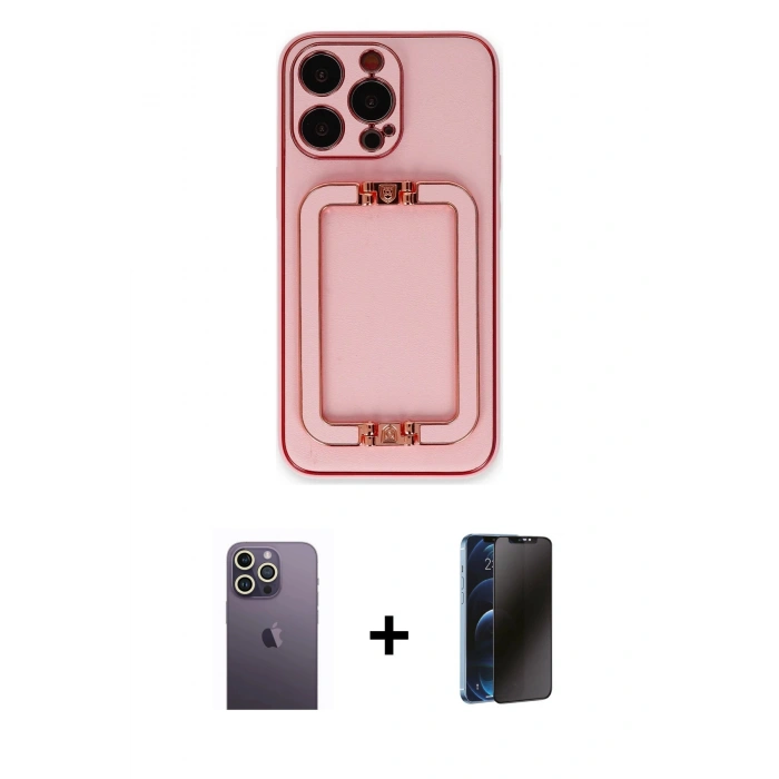 MARSİLYAN™- iPhone 13 Pro Max Kılıf Kozmos Minimal Prime - Siyah 3D Antistatik Hayalet Cam Ekran Koruyucu + Neon Fosforlu Kamera Lens - BZ