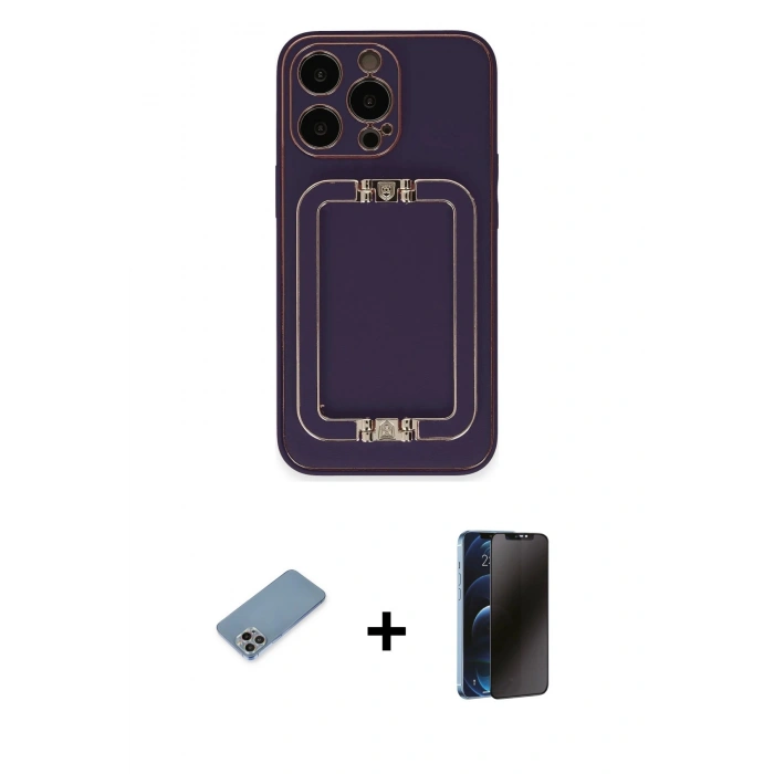 MARSİLYAN™- iPhone 13 Pro Max Kılıf Kozmos Minimal Prime - Siyah 3D Antistatik Hayalet Cam Ekran Koruyucu + Shine Kamera Lens Koruma Cam - GI