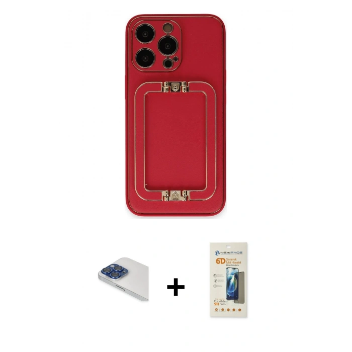 MARSİLYAN™- iPhone 13 Pro Max Kılıf Kozmos Minimal Prime - Siyah 6D Mat Seramik Hayalet Nano Ekran Koruyucu + Pers Alüminyum Kamera Lens - LT