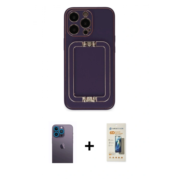 MARSİLYAN™- iPhone 13 Pro Max Kılıf Kozmos Minimal Prime - Siyah 6D Mat Seramik Hayalet Nano Ekran Koruyucu + Neon Fosforlu Kamera Lens - MI