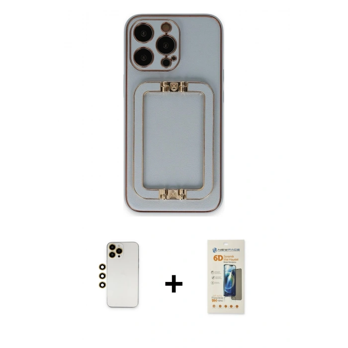 MARSİLYAN™- iPhone 13 Pro Max Kılıf Kozmos Minimal Prime - Siyah 6D Mat Seramik Hayalet Nano Ekran Koruyucu + Shine Kamera Lens - GD